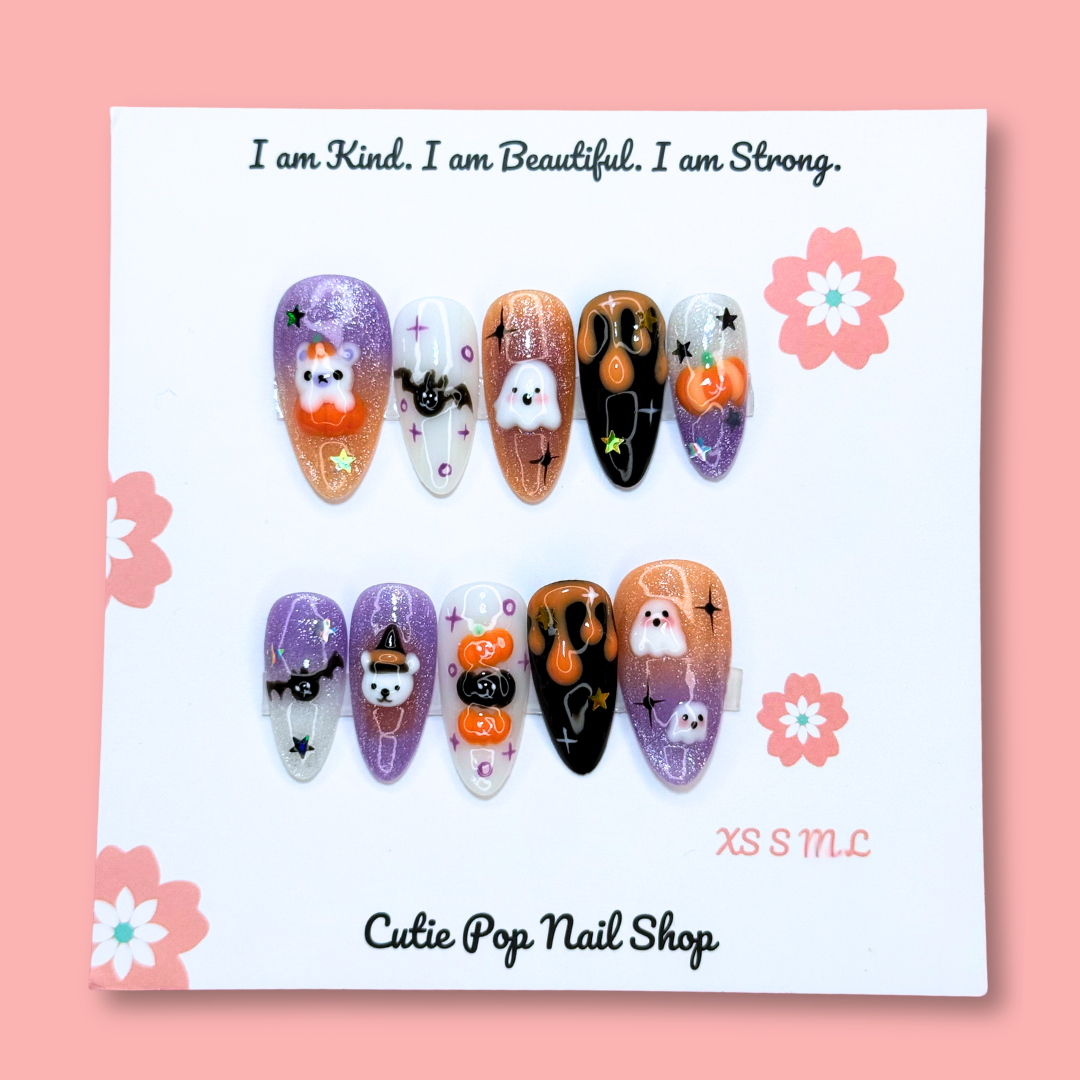 Boo Sparkles Glitter Halloween Press-On Nails