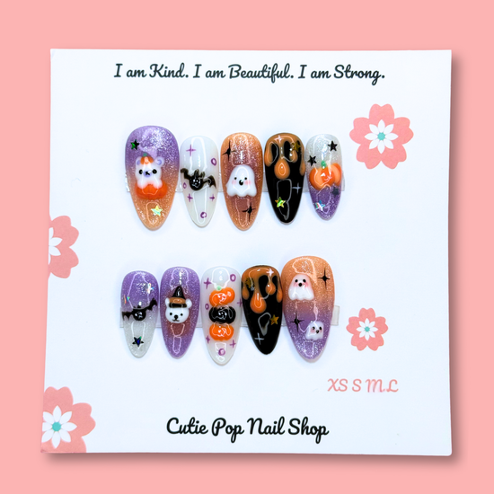 Boo Sparkles Glitter Halloween Press-On Nails