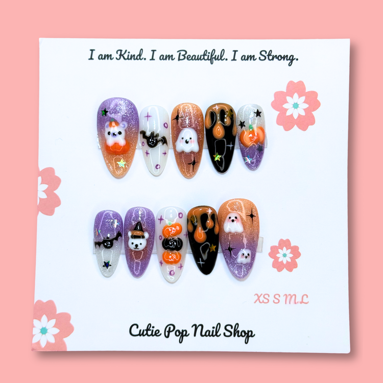 Boo Sparkles Glitter Halloween Press-On Nails