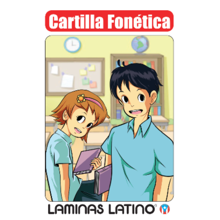 School phonetic chart from Farmacias Savia, featuring colorful alphabet and pronunciation guides for early learning.