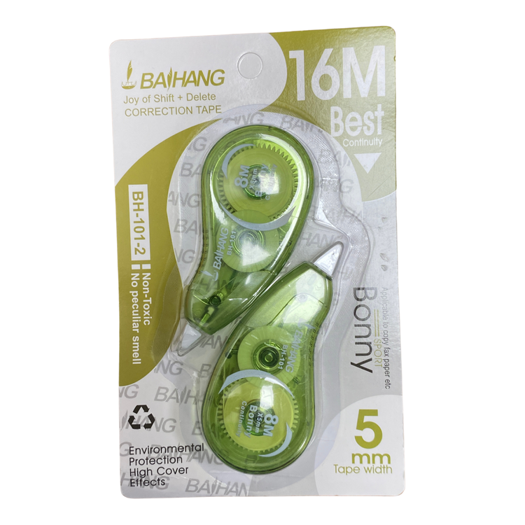 Double pack of Farmacias Savia Cinta Correctora Escolar, 8 meters each, for precise correction of handwritten or printed text.