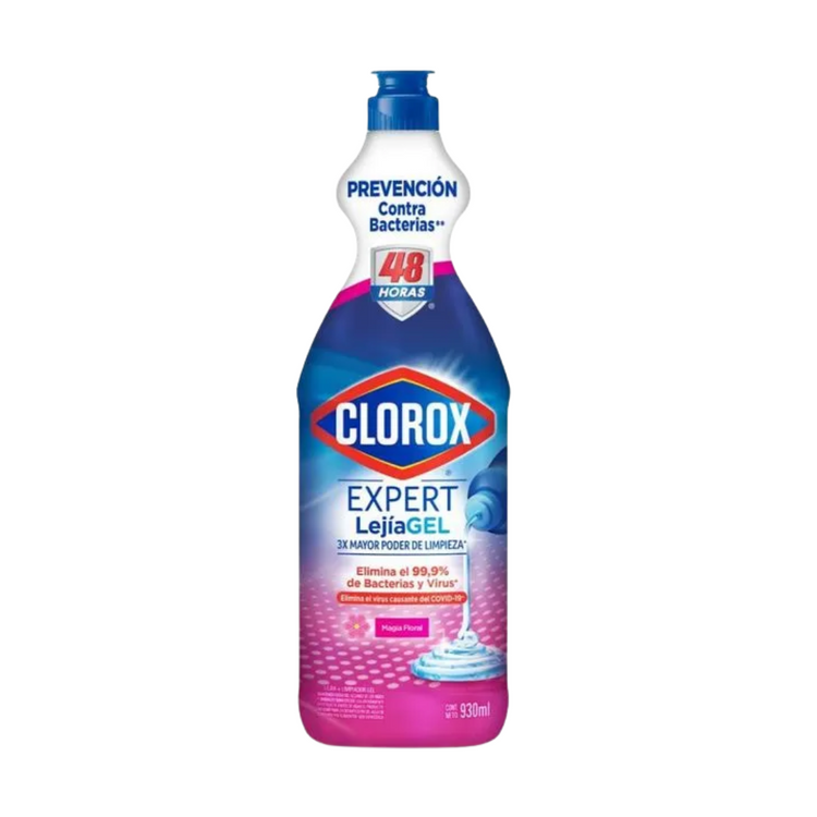 Clorox PowerGel Mega Floral toilet bowl cleaner in 24 oz bottle, with floral design label and nozzle for easy application.