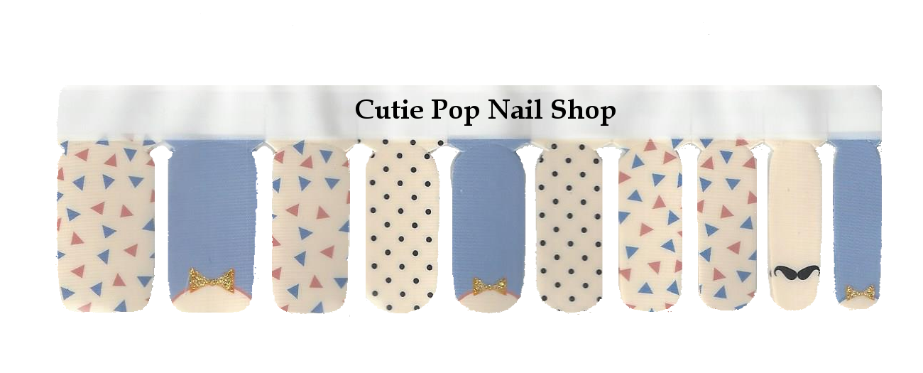 Colorful confetti drops nail strips by Cutie Pop Nail Shop on a neutral background, showcasing vibrant, fun nail art design.