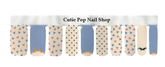 Colorful confetti drops nail strips by Cutie Pop Nail Shop on a neutral background, showcasing vibrant, fun nail art design.