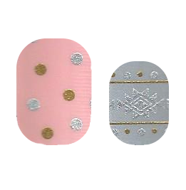 Pink and gold nail strips from Cutie Pop Nail Shop, featuring a decorative design for stylish manicures.