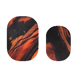Cutie Pop Nail Shop Inferno nail strips with fiery orange and red flame design on a white background.