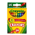 Colorful Crayola Crayons 24-pack for school use, featuring a variety of vibrant colors in a compact box.