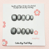 Cats Eye Silver Magnetic Press-On Nail Set