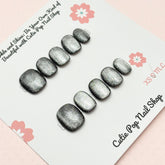 Cats Eye Silver Magnetic Press-On Nail Set