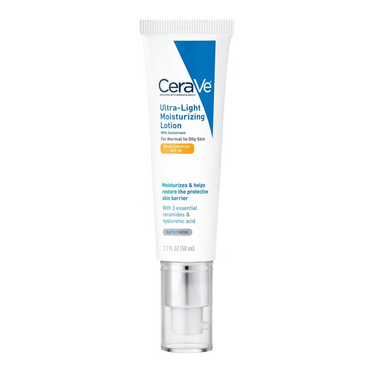 CeraVe Ultra-Light Face Lotion moisturizer with SPF 30, 1.7 oz, for hydration and sun protection in skincare.