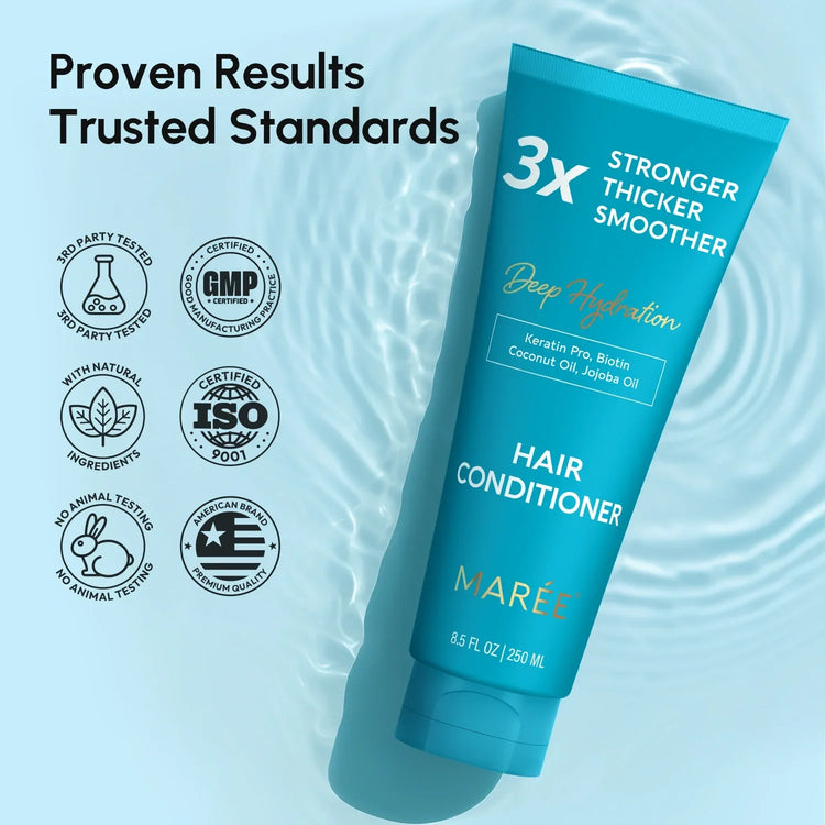 Maree Deep Hydrating Coconut Conditioner bottle with tropical coconut ingredients for nourishing hair care.