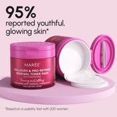 Maree Collagen and Retinol Toner Pads arranged in a jar, designed for skincare and facial toner use.