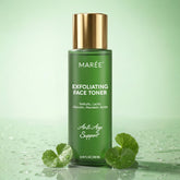 Maree Daily Glow Exfoliating Toner bottle with clear liquid and gentle pump dispenser on a white background.