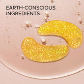Maree 24K gold anti-aging eye patches on skin, designed to reduce puffiness and fine lines around the eyes.