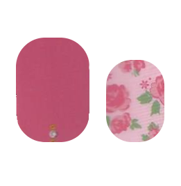 Cutie Pop Nail Shop MidSummer Rose nail strips featuring floral pink and white designs on a white background.