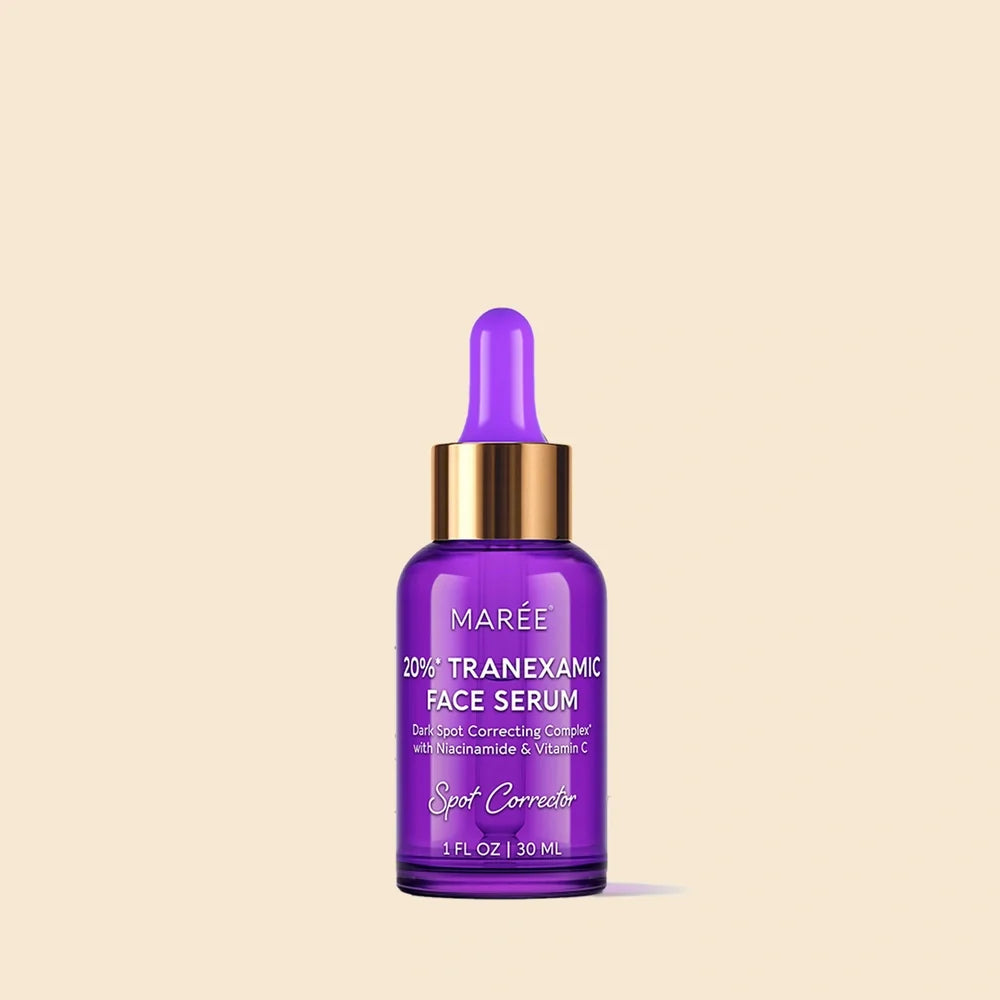 Maree Dark Spot Corrector face serum in a sleek bottle, designed to target and reduce dark spots and hyperpigmentation.
