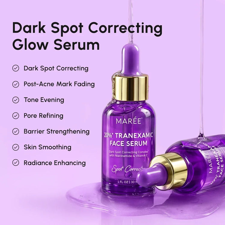 Maree Dark Spot Corrector face serum in a sleek bottle, designed to reduce dark spots and even skin tone.