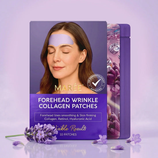 Maree anti-wrinkle forehead patches applied to smooth fine lines and wrinkles on the forehead.