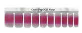 Magenta ombre nail strips by Cutie Pop Nail Shop, showcasing vibrant, gradient pink and purple nail art design.