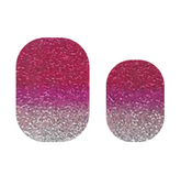 Magenta ombre nail strips by Cutie Pop Nail Shop, showcasing stylish nail designs on a sleek strip of adhesive nails.