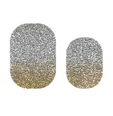 Gold and silver ombre nail strips by Cutie Pop Nail Shop, featuring stylish metallic nail art design.