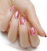 Cutie Pop Nail Shop Melody nail strips featuring colorful, floral designs on a clear adhesive strip for easy application.