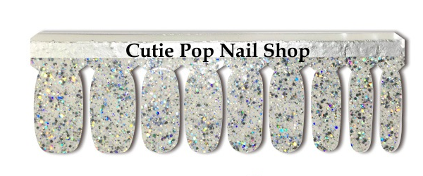 Lightning Dust nail strips by Cutie Pop Nail Shop, featuring vibrant, glittery designs for stylish manicures.