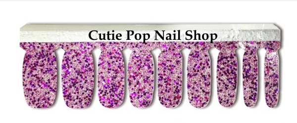 Cutie Pop Nail Shop Aleura nail strips in GBY-1018 design, showcasing colorful, stylish nail art for a trendy manicure.