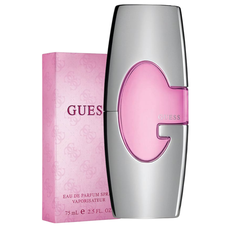Guess ladies perfume spray 2.5 oz with elegant floral bottle design, showcasing the Guess EDP fragrance for women.