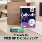 Farmacias Savia Cottonelle Ultra Soft toilet paper, 12 mega rolls, soft, absorbent bath tissue with embossed pattern, in packaging.