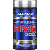Allmax HMB 3000 Vegan Capsules, dietary supplement with amino acids and BCAA for muscle support and recovery.