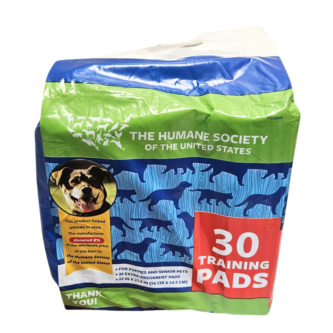 Farmacias Savia HS Puppy Training Pads, 30-pack, absorbent pet training pads for puppies, with blue and white packaging.
