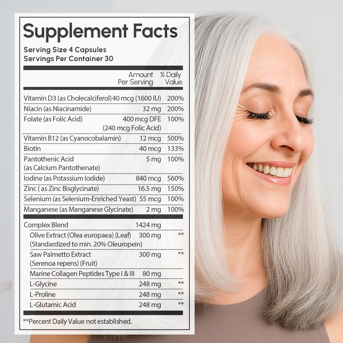 Maree Biotin & Collagen Hair Growth Complex supplement bottle with label, showcasing hair health support for strong, healthy hair.