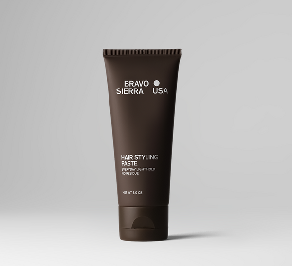 Creamy Bravo Sierra hair styling paste for grooming, showing a jar of hair grooming paste with a smooth, textured finish.