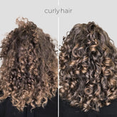Maree keratin hair mask for damaged hair, showing before and after images of deep conditioning treatment on hair strands