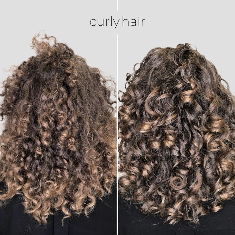 Maree keratin hair mask for damaged hair, showing before and after images of deep conditioning treatment on hair strands