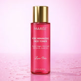 Maree hydrating pore refining toner in a clear bottle, showing the liquid formula and a clean, minimalist design for smooth, flawless skin