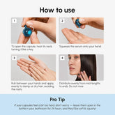 Maree keratin oil capsules for frizz control, showing the capsules and packaging with glossy finish and natural hair in background