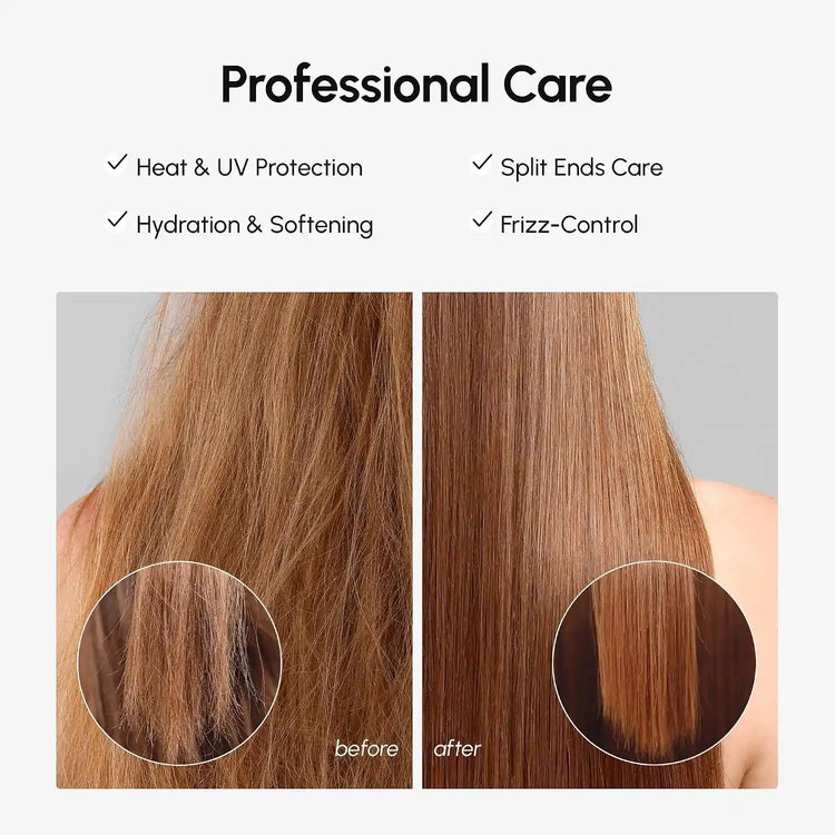 Maree keratin oil serum for smooth, shiny hair, shown in a sleek bottle with dropper applicator on a white background.