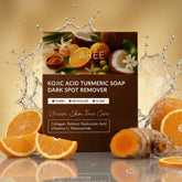 Maree Turmeric Kojic Soap and Scrub bar with natural turmeric and kojic acid ingredients, designed for skin brightening and exfoliation.