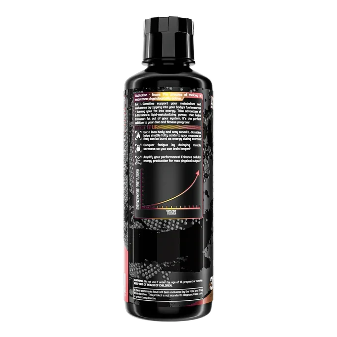 L-Carnitine 3000 supplement by Nutrex, 31 servings, weight loss support, clear liquid in a bottle with a label.