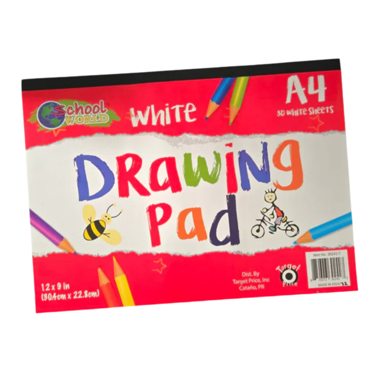A4 drawing pad by Farmacias Savia with 50 sheets of blank paper for sketching and artistic projects.