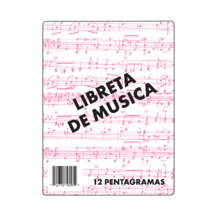 Large music notebook by Farmacias Savia with musical notes and staff lines on the cover for songwriting and music practice.