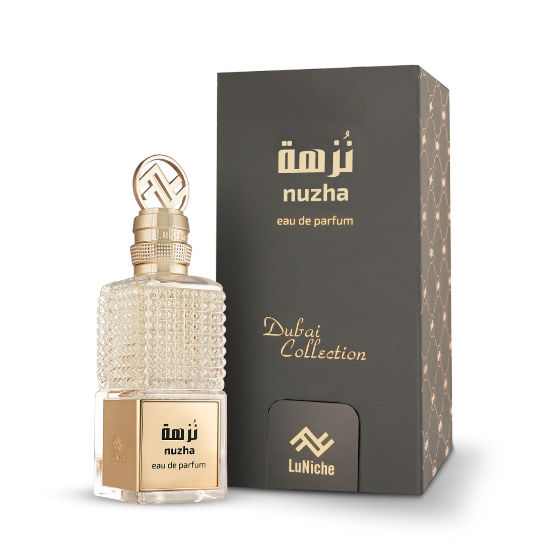 Unisex Luniche Dubai Nuzha Eau de Parfum 3.4oz bottle with elegant design by Farmacias Savia.