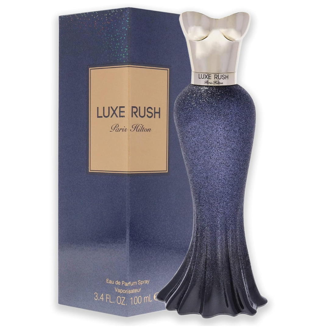 Paris Hilton Luxe Rush Eau de Parfum spray for women, 3.4oz bottle, featuring a sleek design and feminine fragrance.