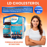 Latin Doctor cholesterol tablets, 60 count, by Farmacias Savia, showing the supplement bottle with label and tablets inside.