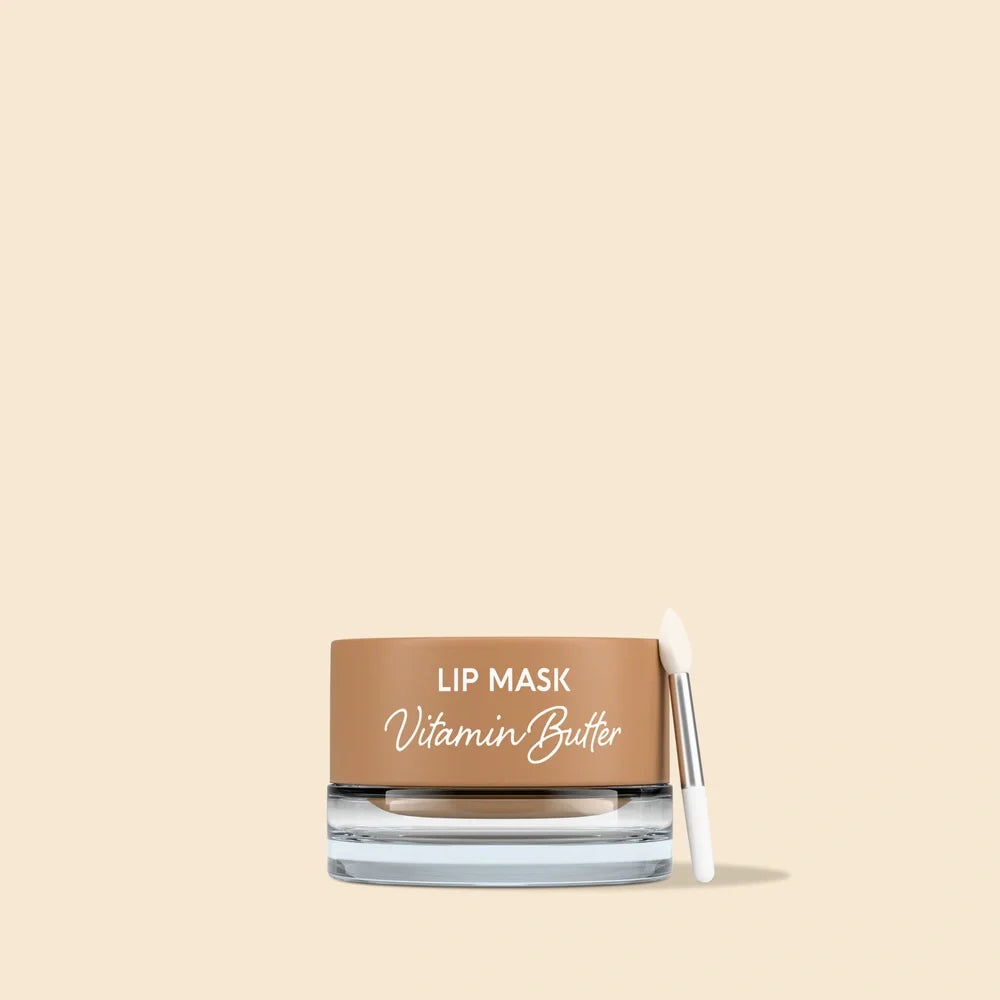 Maree Vanilla Plumping Lip Balm and Moisturizer in a sleek container with vanilla scent and nourishing formula.