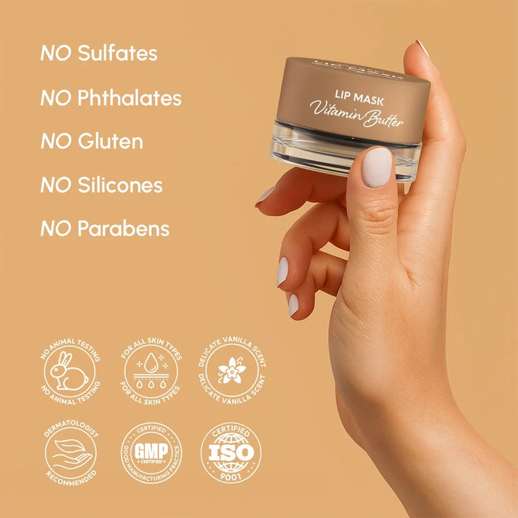 Maree Vanilla Plumping Lip Balm and Moisturizer in a sleek jar, showcasing its smooth, vanilla-scented formula for soft, hydrated lips.