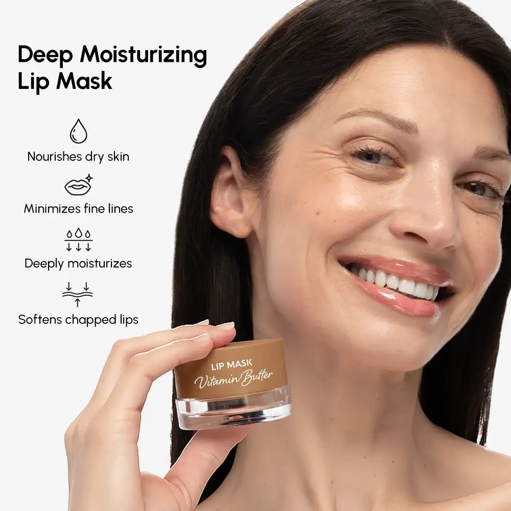 Maree Vanilla Plumping Lip Balm and Moisturizer in a sleek lip mask container, featuring a smooth, vanilla-scented formula.