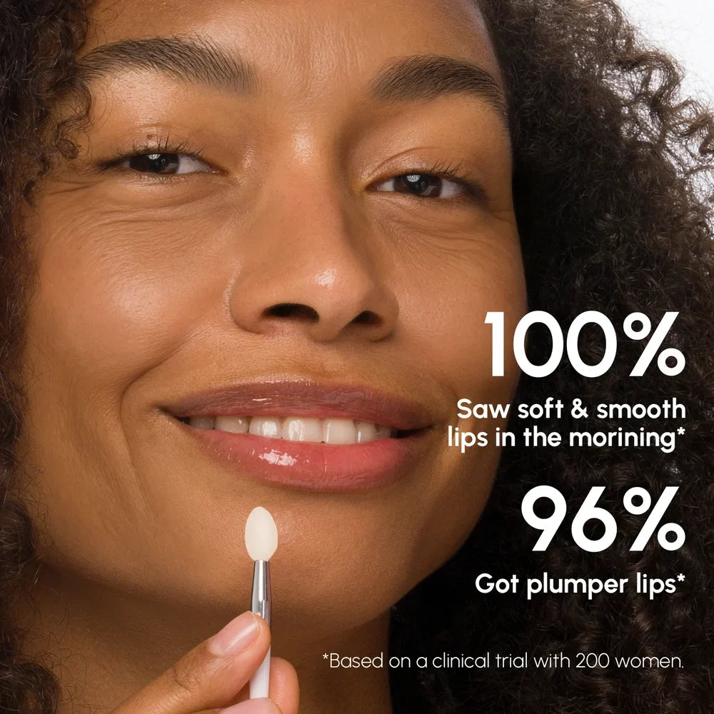 Maree Vanilla Plumping Lip Balm and Moisturizer in a sleek container, featuring vanilla scent and hydrating formula for smooth lips.